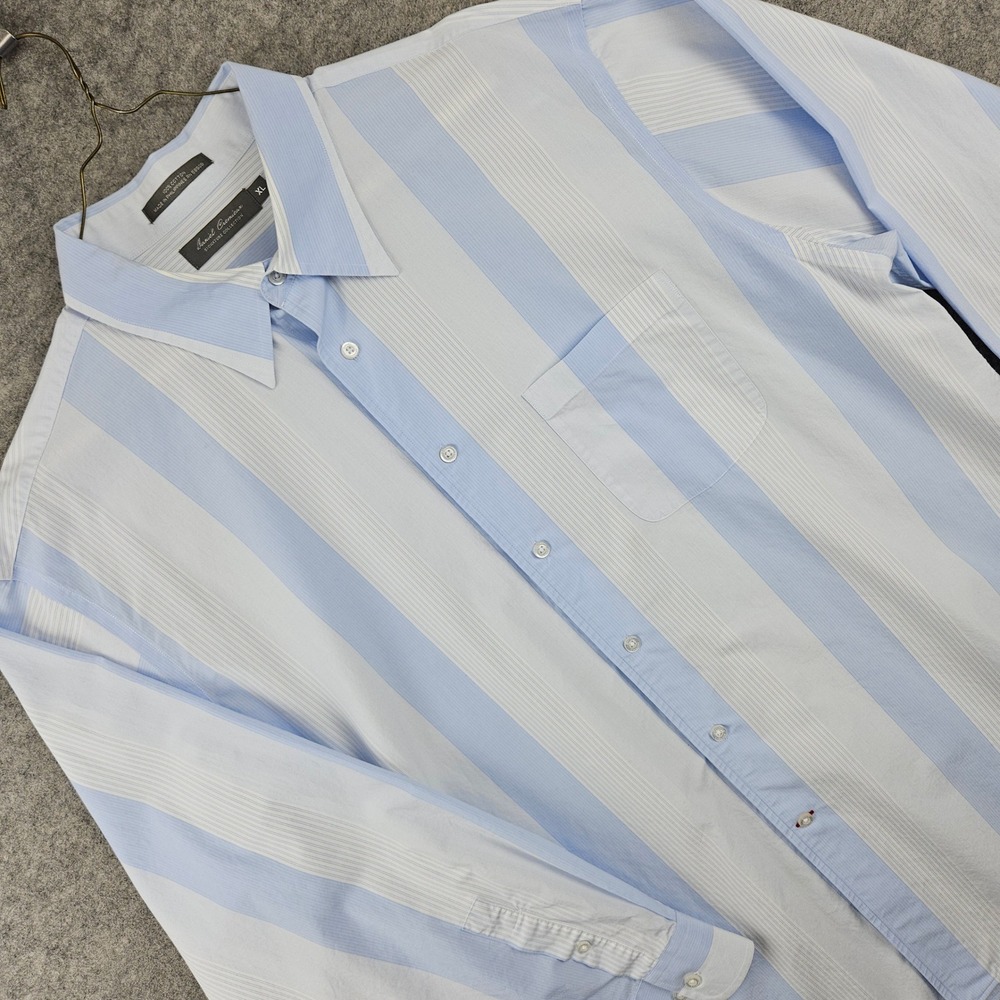 Daniel Cremieux Button Down Shirt Men XL Blue White Striped Signature Collection